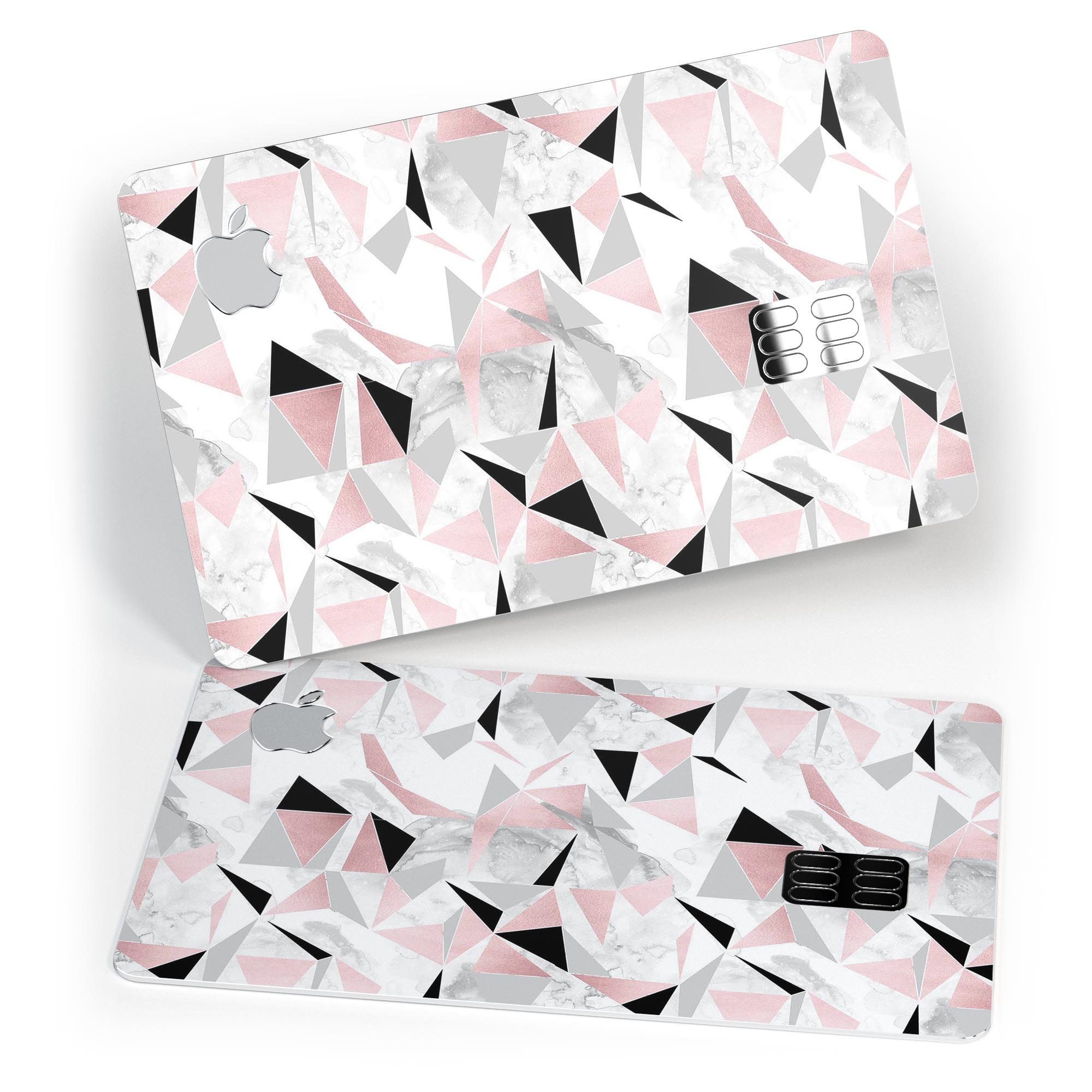 Karamfila Marble & Rose Gold skin kit for Apple Card, showcasing premium vinyl design and bubble-free installation features.